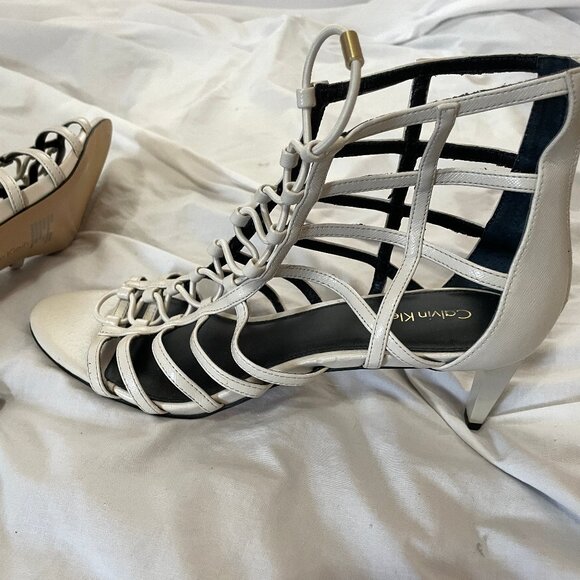 Calvin Klein Women's Neah Caged Sandals White Gladiator Size 9.5 M Excellent Con - Picture 11 of 16